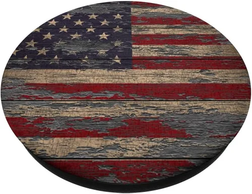 Miniatura 2 de Agarre y soporte para teléfonos y tabletas de la bandera estadounidense de madera climatizada.