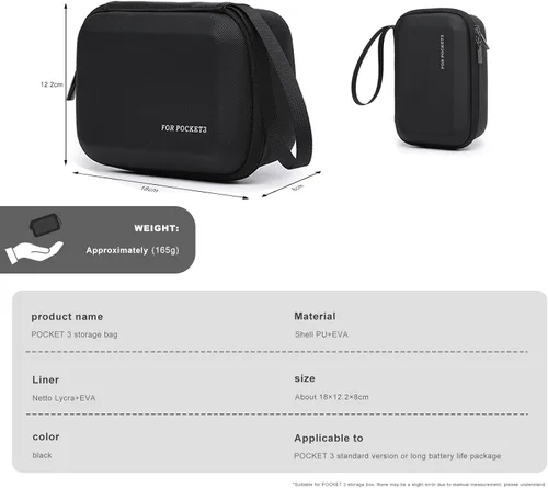 Miniatura 6 de FiTSTILL Bolsa de almacenamiento de viaje rígida de transporte y protección, compatible con Osmo Pocket 3 Creator Combo, kit de accesorios