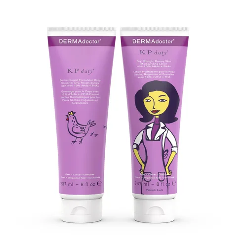 DERMAdoctor KP - Kit de exfoliante corporal y loción para eliminar protuberancias, formulado por dermatólogos | Tratamiento para la queratosis