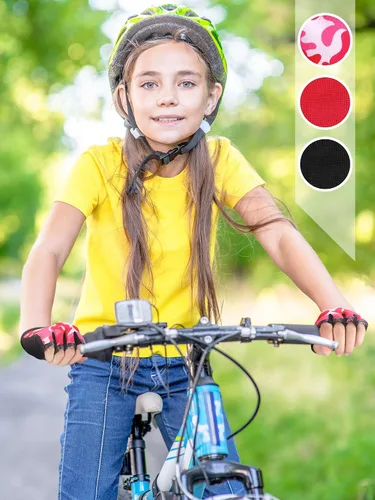 Miniatura 2 de 3 pares de guantes de bicicleta para niños, guantes de entrenamiento sin dedos de medio dedo, gel antideslizante para bicicleta y motocicleta