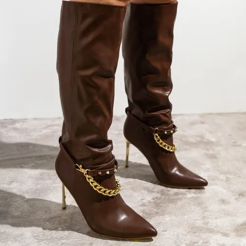 Miniatura 2 de Cape Robbin Esa - Botas vaqueras hasta la rodilla para mujer, botas vaqueras occidentales para mujer con tacones de aguja, botas de vestir de moda