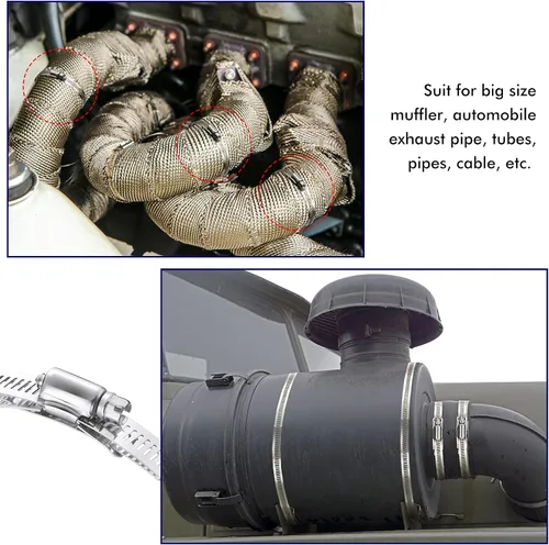 Miniatura 7 de Ripeng Abrazaderas de manguera de acero inoxidable, kit surtido de abrazaderas de manguera de conducto de engranaje helicoidal grande, abrazaderas