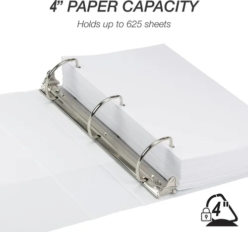 Miniatura 262 de Samsill - Carpeta duradera de 5 pulgadas, fabricada en los Estados Unidos, con anillos en D, transparente y personalizable, color blanco