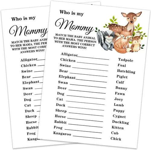 Miniatura 7 de Tarjetas de juego para baby shower, tarjeta de juego de gestación de animales de safari para fiesta de baby shower, divertidas ideas