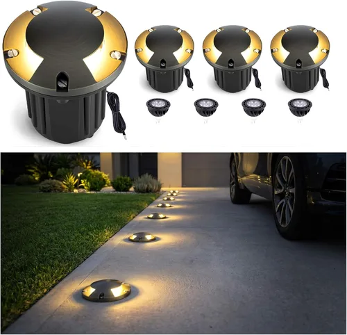 Miniatura 19 de Gardenreet - Luz de pozo en tierra - Latón 12V IP65 Iluminación de paisaje al aire libre, luz de torreta de bajo voltaje LED en grado, bronce