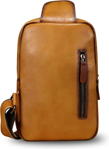 Miniatura 3 de LRTO Bolso de cuero genuino para hombres y mujeres, mochila bandolera de cuero real, bolso cruzado de hombro a la moda