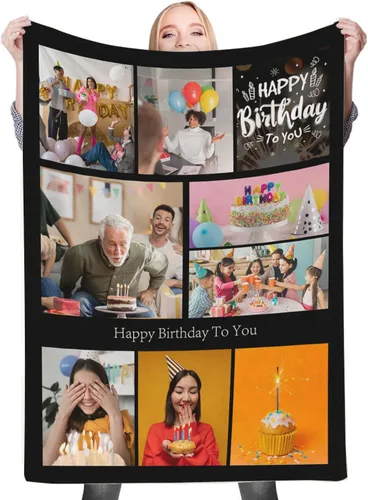Miniatura 33 de Regalos de cumpleaños personalizados, manta personalizada con mis propias fotos para mujeres, hombres, mamá, papá