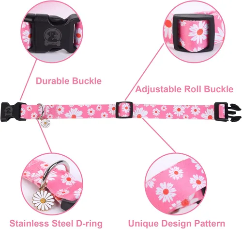 Miniatura 3 de MR. CHUBBYFACE - Collar de perro con diseño de margaritas y flores para perros pequeños, medianos y grandes