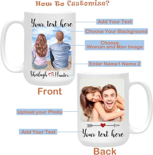 Miniatura 5 de Taza de café personalizada para mejor amiga para mujer, taza personalizada con imagen, texto, nombre, tazas de la amistad, regalo para mejores