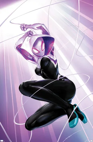 Miniatura 9 de Marvel Comics Ghost Spider - Póster de pared #1, 22.4 pulgadas de largo x 14.7 pulgadas de ancho, versión enmarcada de madera de granero