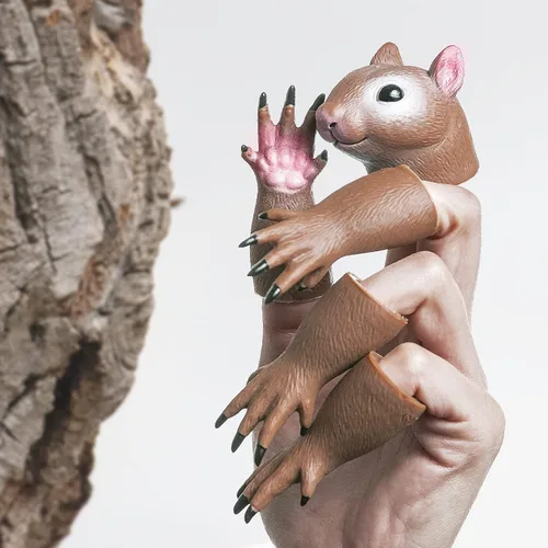 Miniatura 3 de Handi - Marioneta de mano con diseño de ardilla, marionetas de animales para el dedo para niños.