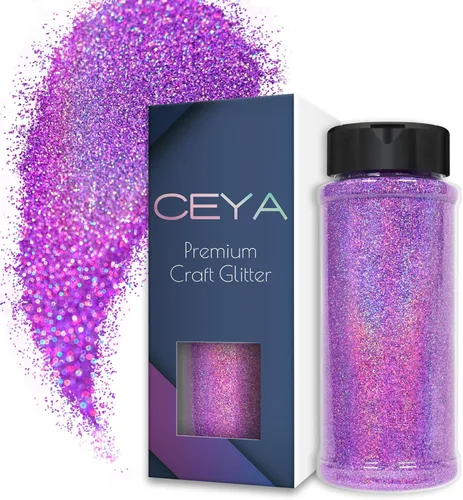 Miniatura 27 de Ceya 110g/ 3.8oz Polvo de Purpurina Holográfica Ultra Fina Láser Verde 1/128” 0.008” 0.2mm para Slime, Resina Epoxy, Manualidades, Vaso, Joyería