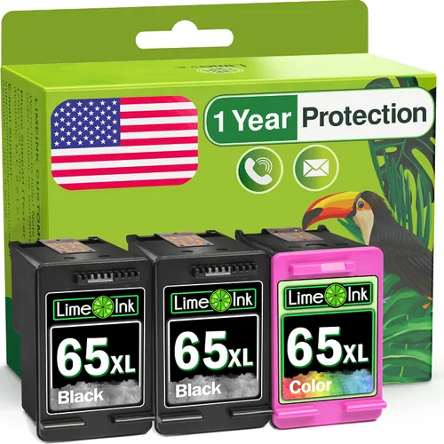 Limeink 65XL - Cartucho de tinta remanufacturado de color negro para HP Ink 65 HP65 XL HP65XL para Envy 5055 5052 5010 5070 5014 Deskjet 3755 3772