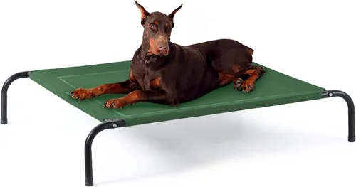 Miniatura 11 de Bedsure Cama elevada para perros al aire libre de tamaño grande, cama portátil de hamaca para mascotas con marco elevado y refrescante para Verde