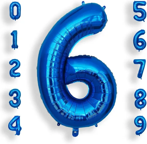 Miniatura 12 de AULE Globos grandes de 40 pulgadas con números 0 azules, globos grandes de números de aluminio, decoraciones de fiesta de cumpleaños de helio