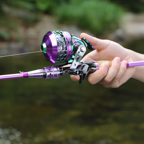 Miniatura 8 de Souagyilang Spincast Fishing Rod Reel Combo,2 Pieces Medium Heavy Pole with Super Smooth Reel Trouble-Free Push-Button Bait Casting Design for