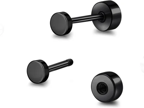 Aretes de tuerca de titanio hipoalergénico con parte trasera plana, aretes de tuerca de 0.118 in a 0.197 in, aretes clásicos simples para cartílago
