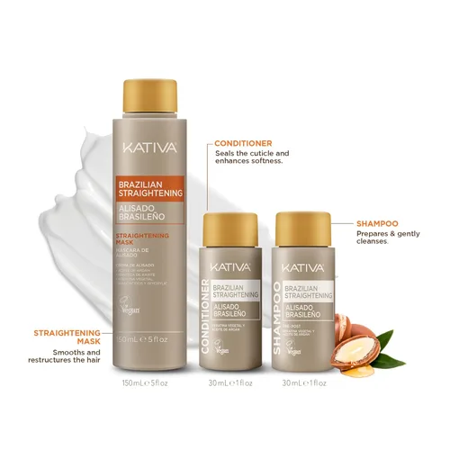 Miniatura 3 de KATIVA Kit de tratamiento de queratina brasileña – Alisado de cabello sin formaldehído en casa con ácido hialurónico – Hasta 12 semanas de control