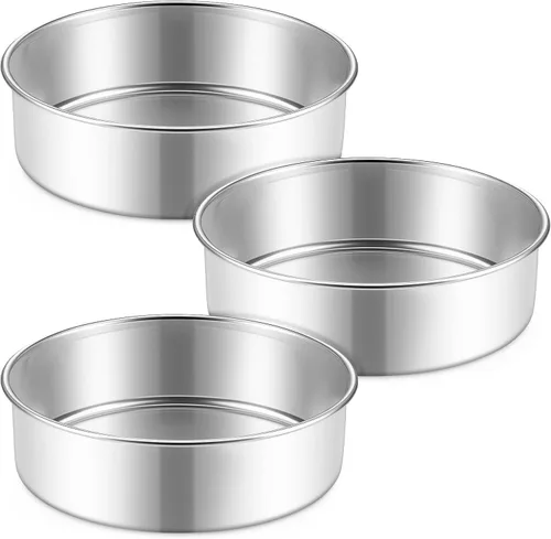 Miniatura 10 de P&P CHEF Molde para pasteles de 7 pulgadas, 1 bandeja redonda para hornear pasteles, de acero inoxidable, para cocinar al vapor, no tóxico