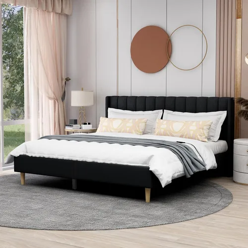 Miniatura 12 de AGARTT Marco de Cama Plataforma Tapizada Tamaño Queen con Cabecero y Pie de Cama/Soporte de Listones de Madera/No Necesita Somier/Fácil Montaje