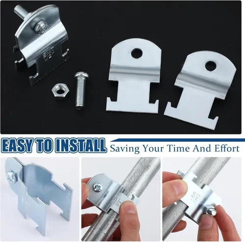 Miniatura 3 de Landhoow Emt Pipe - Abrazaderas universales de puntal para canal, accesorio de conducto electro galvanizado con perno y tuerca, herramienta