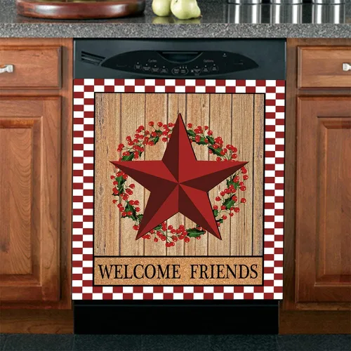 Miniatura 10 de Prim Barn Star - Adhesivo para lavavajillas, cubierta de madera de campo, cubierta de calcomanía decorativa de cocina con corona de sol, cubierta