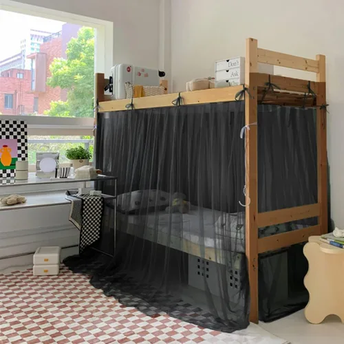 Miniatura 7 de 4 postes esquineros para dormitorio de estudiantes, litera, mosquitera, para cama, cortinas de cama para estudiantes, dormitorio, escuela, Negro