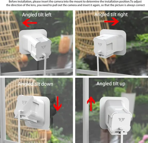 Miniatura 4 de HOLACA Soporte de ventana para Wyze Cam v3/v3 pro/v4, 20 grados de inclinación (arriba/abajo/izquierda/derecha) Soporte de montaje flexible adhesivo