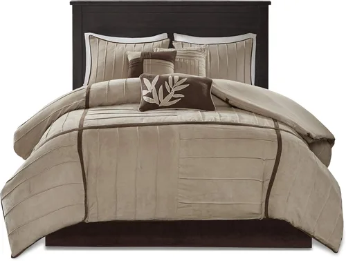 Miniatura 9 de Madison Park Juego de edredón acogedor con diseño de bloques casual para todas las estaciones, falda de cama a juego, almohadas decorativas, King