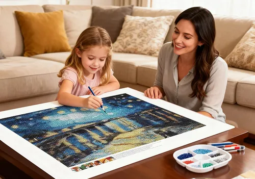 Miniatura 3 de NIHO-JIUMA Kit de pintura de diamantes de noche estrellada el Ródano, regalo de arte de diamantes 5D para adultos y adolescentes, decoración
