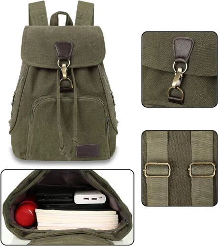Miniatura 33 de Mochilas de lona a la moda, bolso casual para compras al aire libre, mochila deportiva, senderismo, viajes, bolsa multiusos, Café, Mochilas