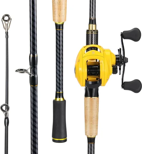 Miniatura 3 de Sougayilang Baitcasting - Combos de pesca de fibra de carbono y vidrio, 2 cañas de pescar con carrete de fundición, 6 pies 0 pulgadas