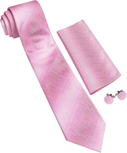 Miniatura 318 de Barry.Wang Juego de corbatas para hombre, corbata de seda a rayas, tejido a cuadros, gemelos formales, negocios, boda