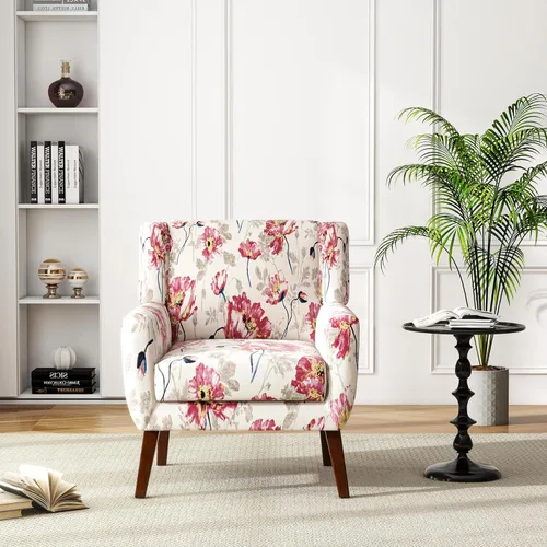 Miniatura 10 de Silla decorativa de piel sintética, moderna silla tapizada para sala de estar, cómodos asientos individuales con botones, asiento de lectura Negro