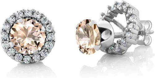 Miniatura 63 de Gem Stone King Aretes redondos de plata de ley 925 de 0.236 in con piedra natal extraíble para mujer