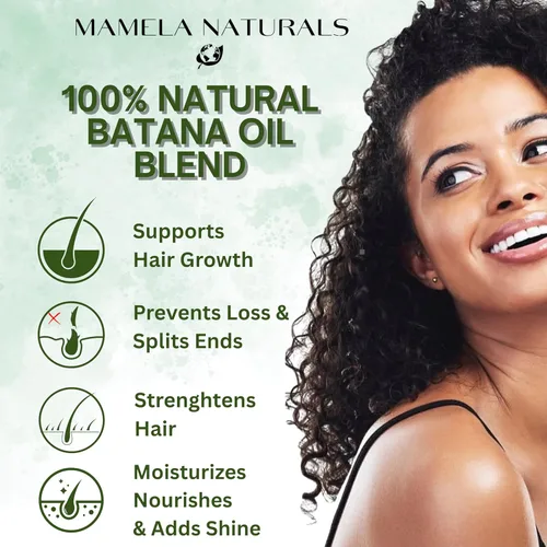 Miniatura 2 de Mamela Naturals Aceite de batana para el crecimiento del cabello, mezcla 100% pura y natural con romero crudo y orgánico, almendra, aceite de menta