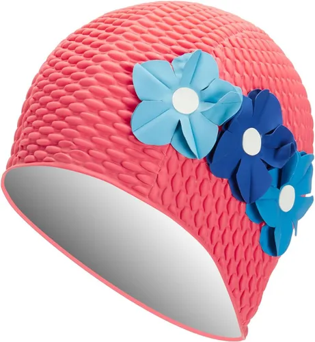 Miniatura 11 de Sporti Gorro de Natación de Burbujas, Gorro de Baño de Protección para Mujeres, Agarre Interior Antideslizante, Hecho de Látex/Goma y Mantiene