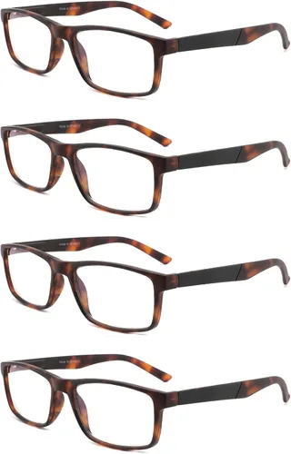 Miniatura 13 de Gafas de lectura con bloqueo de luz azul, paquete de 4 lectores de computadora para mujeres y hombres, anteojos con filtro de rayos UV antirreflejos