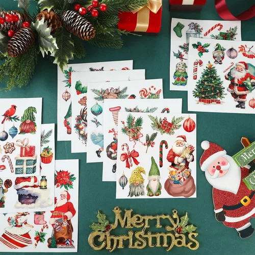 Miniatura 2 de Honoson 20 hojas de calcomanías de Navidad para manualidades y muebles, calcomanías de transferencia de Navidad vintage de Navidad para papel