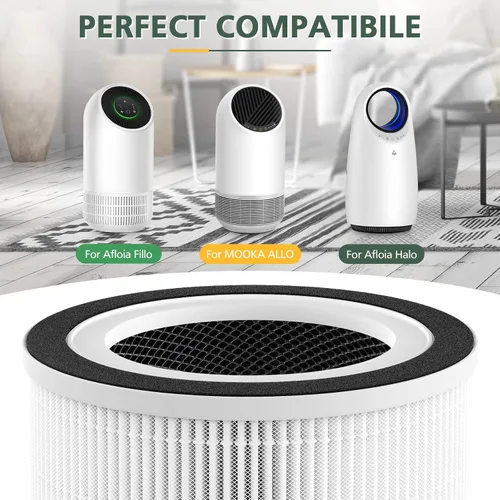 Miniatura 7 de Paquete de 2 filtros de repuesto Hepa compatibles con Afloia Fillo/Halo/para Mooka Allo, filtración HEPA 3 en 1 para reemplazo de filtro purificador