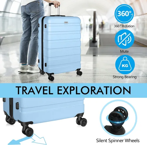 Miniatura 4 de AnyZip Equipaje PC ABS Hardside maleta ligera con 4 ruedas universales TSA Lock, azul claro