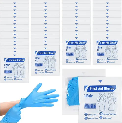Miniatura 11 de Chicingyou 30 pares de guantes de emergencia desechables empaquetados individualmente, guantes de viaje para trauma, guantes esenciales de nitrilo