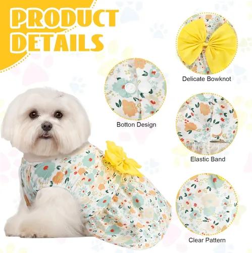 Miniatura 2 de Sanwuta 8 piezas de vestidos de perro para perros pequeños, ropa de cachorro, traje de perro para niña, lindo lazo, falda para mascotas, ropa