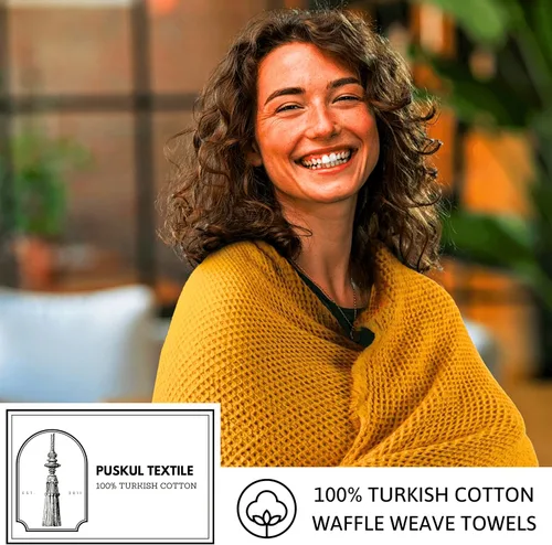 Miniatura 7 de PÜSKÜL - Toallas de playa turcas de lujo de tejido gofre, toallas de 100 % algodón turco natural, suaves, absorbentes, sin arena, de secado rápido