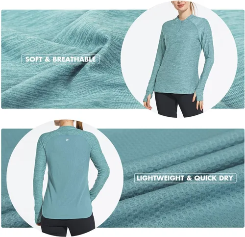 Miniatura 2 de BALEAF Camisas de secado rápido para mujer, manga larga, para correr, senderismo, entrenamiento, UPF50+ SPF