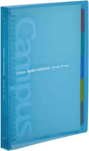 Miniatura 8 de Carpeta deslizante Kokuyo Campus con 5 separadores de pestañas, tipo medio, B5, 26 agujeros, hasta 100 hojas, azul, importado de Japón (RU-P333NB)