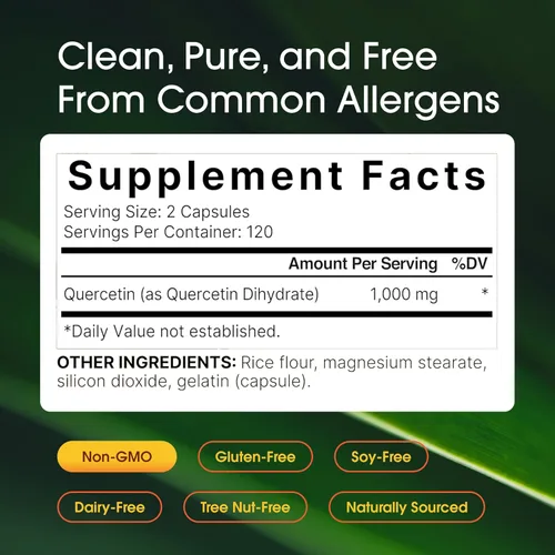 Miniatura 3 de NatureBell Quercetina 1000 mg por porción 240 cápsulas, suplemento de quercetina ultra fuerte Bioflavonoides para un apoyo inmunológico