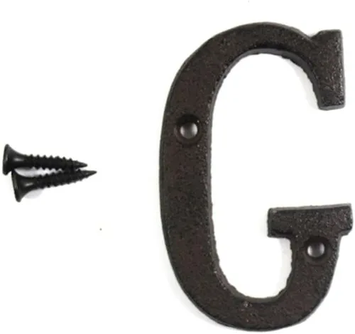 Miniatura 9 de Letras del abecedario de 3" en metal de hierro fundido decorativas, estilo clásico, para colgar letreros de pared, dirección, nombre, letrero