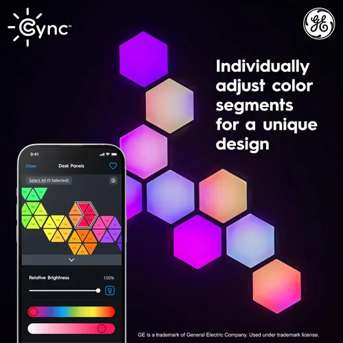 Miniatura 4 de Cync GE Dynamic Effects - Luces LED hexagonales inteligentes con WiFi que cambian de color, paneles de luz de pared para decoración de habitación