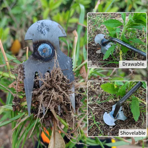 Miniatura 3 de XIAONAN Herramienta de desmalezas, herramienta de extracción de malezas de jardín con mango, herramienta manual de desbrozadora manual de 4 dientes
